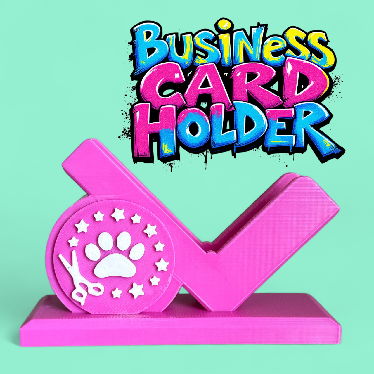 Dog Groomer's Business Card Holder – 3D Printed Desk Accessory for Professional Groomers
